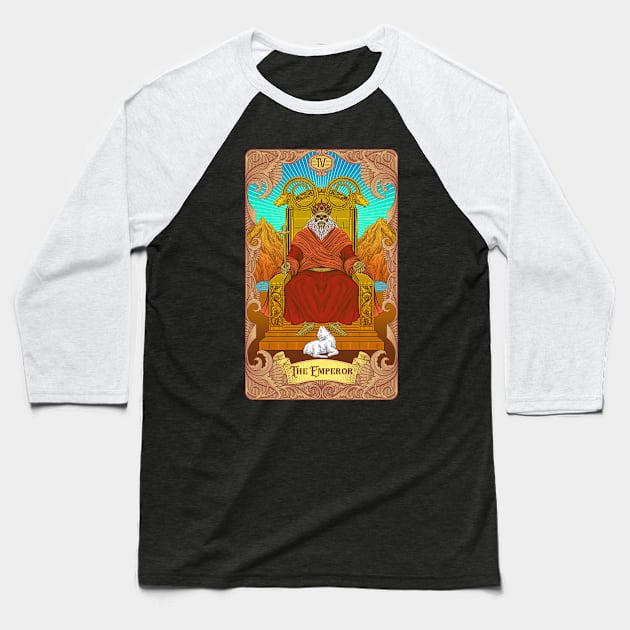 The Emperor Tarot Card Baseball T-Shirt by Tonymidi Artworks Studio